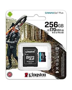 Kingston 256GB MICROSDXC CANVAS GO+ 170R A2 U3 V30 CARD+ADP