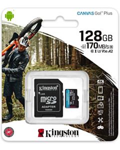 Kingston 128GB MICROSDXC CANVAS GO+ 170R A2 U3 V30 CARD+ADP