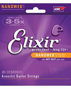 Elixir Extra Light Acoustic 80/20 Bronze With Nanoweb Coating ( .010 - .047)